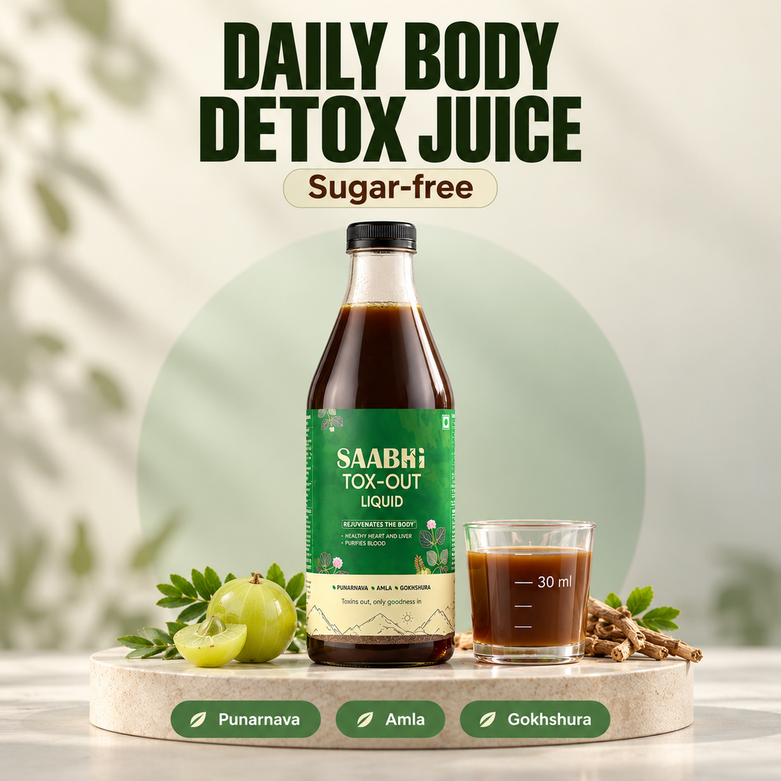 Tox-Out Juice — Sugar-Free Daily Detox Drink with Punarnava, Gokshura & Amla