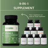 saabhi strong 9 is a multivitamin for men, formulated with 100% ayurvedic ingredients. Shilajit, moringa, maca root, ashwagandha and sea buckthorn, makes it best for men. Essentials omega 3,6,7,9, muscle strength, protein absorption, energy, endurance, vitality. A perfect combination of multivitamin for men. 